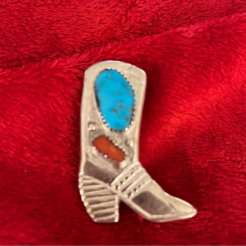 Vintage Sterling Silver Cowboy Boot Pin or Pendant